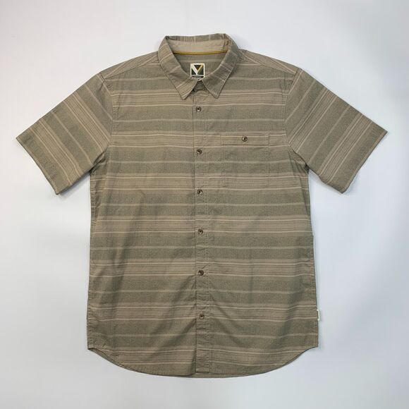 Voyager Shirt Mens M Medium Beetle Striped Button Up Stretch Woven Short Sleeve - Picture 2 of 12